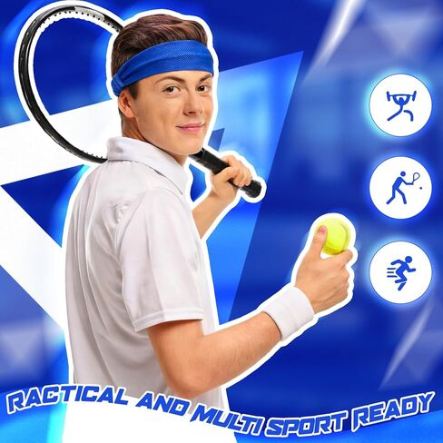 12 Pack Cooling Headband Moisture Wicking Workout Headband for Men Women Sports Headbands Hot Weather Running Golf Athletic, Blue in Saudi Arabia