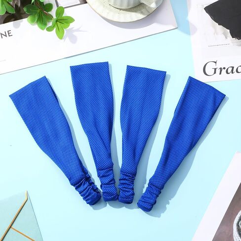 12 Pack Cooling Headband Moisture Wicking Workout Headband for Men Women Sports Headbands Hot Weather Running Golf Athletic, Blue in Saudi Arabia
