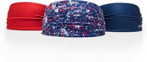 Junk Headband Bundle – 3-Pack Big Bang Lite Sports Headbands (Patriotic Paint Splatter + True Red + Royal Fleet) – Moisture-Wicking Performance Sweatbands in Saudi Arabia
