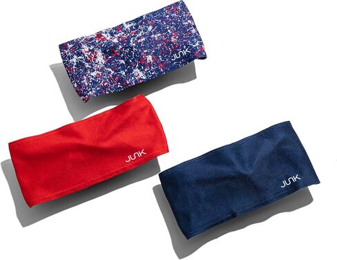 Junk Headband Bundle – 3-Pack Big Bang Lite Sports Headbands (Patriotic Paint Splatter + True Red + Royal Fleet) – Moisture-Wicking Performance Sweatbands in Saudi Arabia