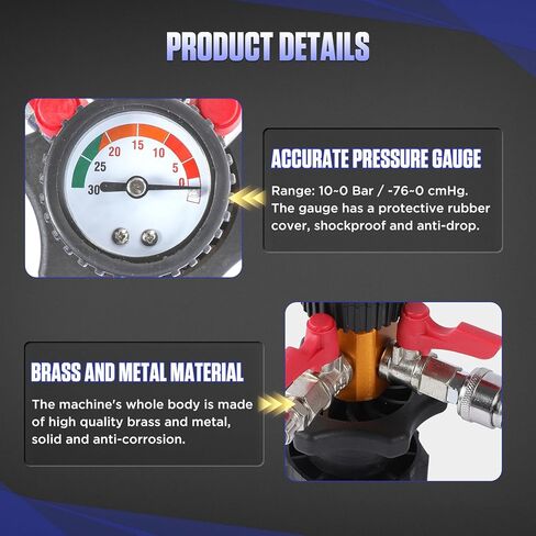 MR CARTOOL Coolant System Refill Kit, Automotive Vacuum Fill Coolant Tool Set with Pressure Gauge, 5 Adapters and Air Connectors, Antifreeze Change Tool for Testing Radiator and Heating Core Pipes in Saudi Arabia