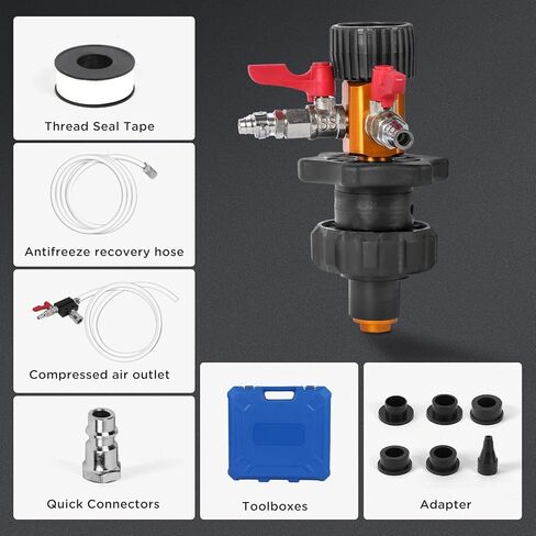 MR CARTOOL Coolant System Refill Kit, Automotive Vacuum Fill Coolant Tool Set with Pressure Gauge, 5 Adapters and Air Connectors, Antifreeze Change Tool for Testing Radiator and Heating Core Pipes in Saudi Arabia