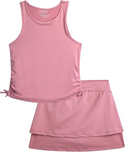Rebook Girls Skort Set - 2 Piece Moisture Wicking Athletic Skirt & Tank Top for Girls Workout Dance Running (Sizes Run Small) in Saudi Arabia
