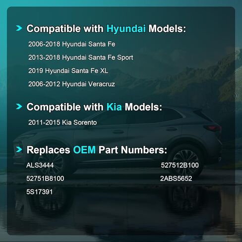 مستشعر سرعة عجلة ABS خلفي يسار يمين متوافق مع Hyundai Santa Fe Sport Veracruz Kia Sorento 2006 2007 2008 2009 2010 2011 2012 2013 2014 2015 2016 2017 2018، ALS3444 527512B100 52751B8100 in Kuwait