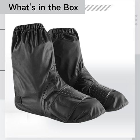 Motorcycle Rain Boot Cover, Waterproof Shoe Cover, Gear Shift with Anti-Slip Oxford Fabric Overshoes, with Storage Bag, Black, M 9.4-10.2 in / 24-26 Cm in Kuwait