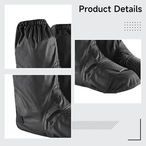 Motorcycle Rain Boot Cover, Waterproof Shoe Cover, Gear Shift with Anti-Slip Oxford Fabric Overshoes, with Storage Bag, Black, M 9.4-10.2 in / 24-26 Cm in Kuwait
