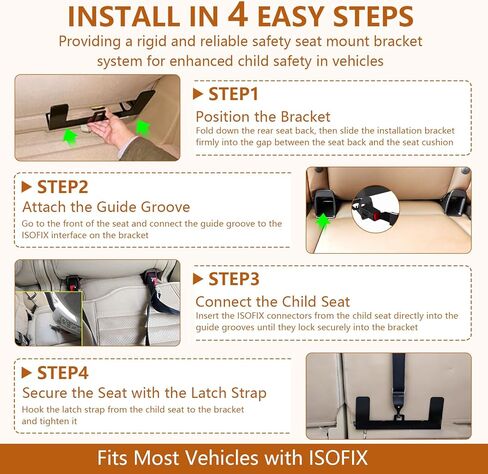 Chelhead Safe Cars Seat Mount Bracket Universal Child Seat Anchor Kit with 2 Adapter Easy Installation Universal Compatible with ISOFIX Child Safety Seats in Saudi Arabia