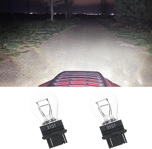 3157 Car Halogen Light Bulb, Universal 12V P27-7W Long-Life Car Reverse Light, 3000K High Brightness Miniature Automotive Replacement Bulb for Brake/Tail/Turn Signal/Side Lights (White-2PCS) in Saudi Arabia