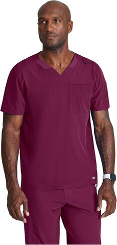 BARCO One Velocity Scrub Top for Men - V-Neck Medical Top, Eco-Friendly Fabric, 4-Way Stretch Men's Scrub Top in Kuwait