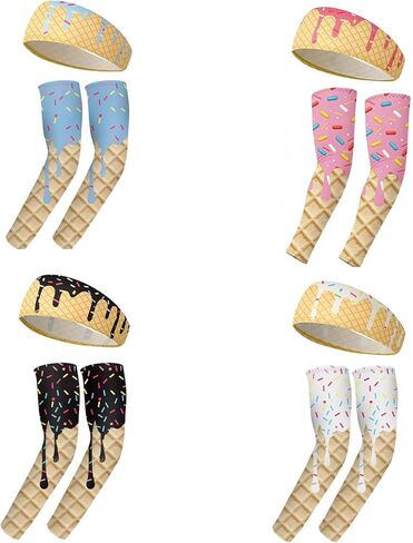 8 قطع من مجموعة آيس كريم البيسبول بالتنقيط، عصابة رأس وآيس كريم بالتنقيط، أكمام ذراع البيسبول للكرة اللينة، معدات الجري الرياضية للأداء للشباب والبالغين in Kuwait
