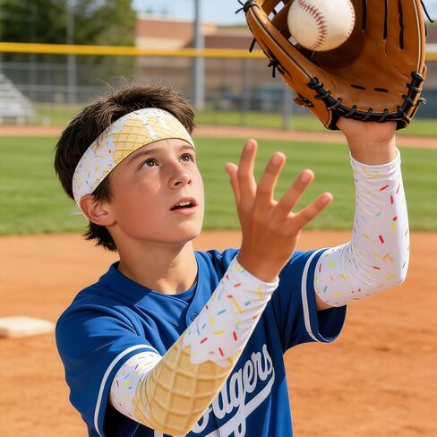 8 قطع من مجموعة آيس كريم البيسبول بالتنقيط، عصابة رأس وآيس كريم بالتنقيط، أكمام ذراع البيسبول للكرة اللينة، معدات الجري الرياضية للأداء للشباب والبالغين in Kuwait