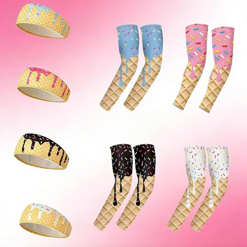 8 قطع من مجموعة آيس كريم البيسبول بالتنقيط، عصابة رأس وآيس كريم بالتنقيط، أكمام ذراع البيسبول للكرة اللينة، معدات الجري الرياضية للأداء للشباب والبالغين in Kuwait