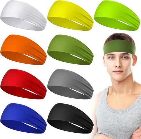 Men's Sweatbands for Workout and Sports - Camo Headband, Sweat Absorbing Wide Headband for Basketball, Football, Cycling, Running, Yoga, 4.7 x 9.8 Inch in Saudi Arabia