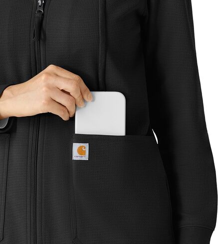 Carhartt Layers Scrubs للنساء، هودي بسحاب كامل - أسود، M in Saudi Arabia