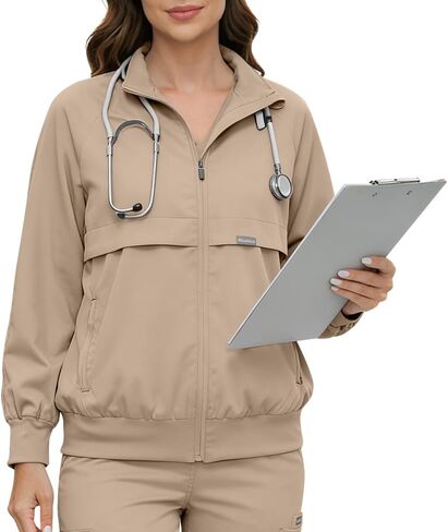 niaahinn Scrub Jacket for Wome - Warm Zip Front Medical Scrub Jackets, Stylish & Functional Workwear in Saudi Arabia