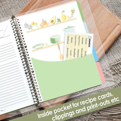 8.5" x 11" Recipe Book to Write in Your Own Recipes, Personal Blank Recipe Notebook Binder, Removable Hardcover Empty Recipe Journal Cookbook Binder with 8 Dividers and 24 Tabs, Hold up to 240 Recipes in Kuwait