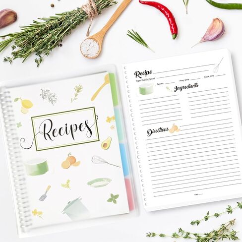 8.5" x 11" Recipe Book to Write in Your Own Recipes, Personal Blank Recipe Notebook Binder, Removable Hardcover Empty Recipe Journal Cookbook Binder with 8 Dividers and 24 Tabs, Hold up to 240 Recipes in Kuwait