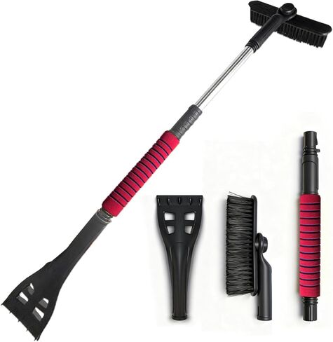 Ice Scraper and Snow Brush for Car, Lightweight 7" Brush Head & 33.5" Extendable Handle for Quick Windshield and Window Cleaning on SUV, Truck, Auto(Red) in Saudi Arabia