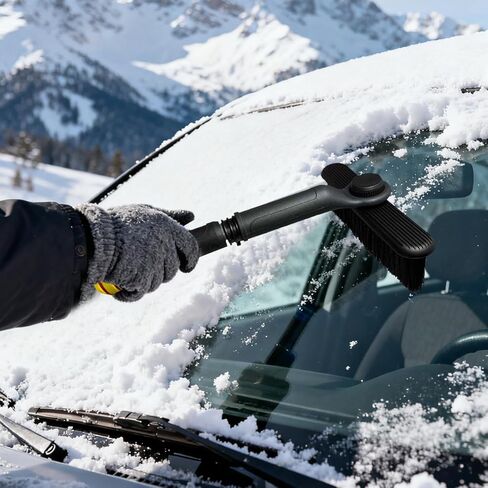 Ice Scraper and Snow Brush for Car, Lightweight 7" Brush Head & 33.5" Extendable Handle for Quick Windshield and Window Cleaning on SUV, Truck, Auto(Red) in Saudi Arabia