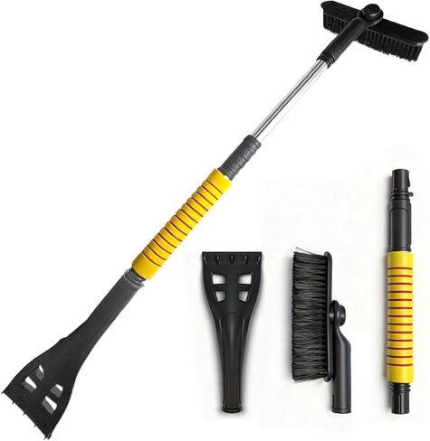 Ice Scraper and Snow Brush for Car, Lightweight 7" Brush Head & 33.5" Extendable Handle for Quick Windshield and Window Cleaning on SUV, Truck, Auto(Red) in Saudi Arabia