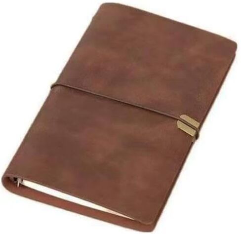 دفتر ملاحظات جلدي قابل لإعادة الملء مقاس A5 بأوراق فضفاضة، دفتر ملاحظات بحزام عتيق، مفكرة A5، مجلد أوراق فضفاض مع 6 حلقات مقاس 9.1 بوصة × 6.7 بوصة. يتضمن 80 ورقة (160 صفحة) بني. in Kuwait