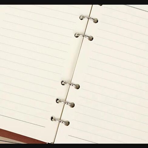 دفتر ملاحظات جلدي قابل لإعادة الملء مقاس A5 بأوراق فضفاضة، دفتر ملاحظات بحزام عتيق، مفكرة A5، مجلد أوراق فضفاض مع 6 حلقات مقاس 9.1 بوصة × 6.7 بوصة. يتضمن 80 ورقة (160 صفحة) بني. in Kuwait