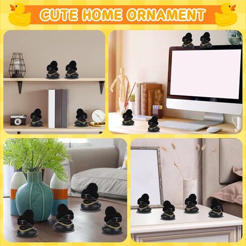 DIY Christmas Rubber Duck with Knit Hat, Glasses & Necklace - Black Duck Car Dashboard Decor for Jeep, Car, Home, Office, Gift (1 Piece) in Kuwait