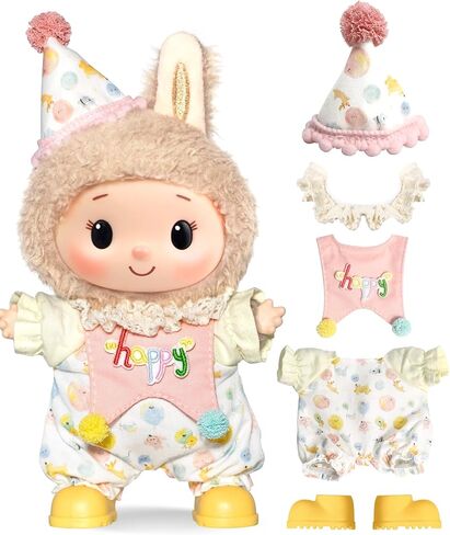 WASAFV Clothes for Labubu Outfits, Clothes for Labubu Clothes Set Fit 6.69''/17cm Doll Clothes Designer, Premium Outfit with Accessories, Red Bow&Denim (NO Doll) in Saudi Arabia