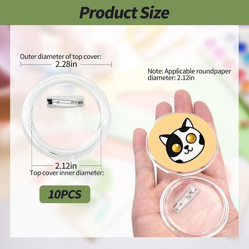 10pcs Clear Button Pins, 2.28 Inch Transparent Custom Photo Buttons, Make Your Own Buttons, Personalized Acrylic Button for DIY Crafts, Events and Gifts in Saudi Arabia
