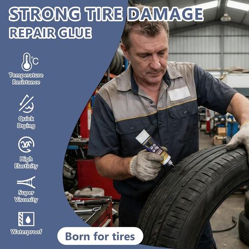 Tire Repair Glue, 10ml*2,Rubber Cement for Sidewall Fixes,Tire Repair Rubber Nail kit,Professional Black Rubber Cement for Car, Motorcycle,Off-Road, Truck, Tractor, Bike in Saudi Arabia