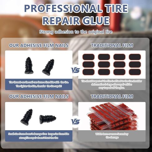 Tire Repair Glue, 10ml*2,Rubber Cement for Sidewall Fixes,Tire Repair Rubber Nail kit,Professional Black Rubber Cement for Car, Motorcycle,Off-Road, Truck, Tractor, Bike in Saudi Arabia