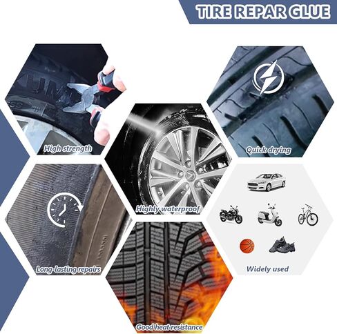 Tire Repair Glue, 10ml*2,Rubber Cement for Sidewall Fixes,Tire Repair Rubber Nail kit,Professional Black Rubber Cement for Car, Motorcycle,Off-Road, Truck, Tractor, Bike in Saudi Arabia
