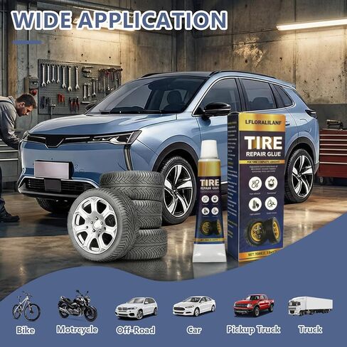 Tire Repair Glue, 10ml*2,Rubber Cement for Sidewall Fixes,Tire Repair Rubber Nail kit,Professional Black Rubber Cement for Car, Motorcycle,Off-Road, Truck, Tractor, Bike in Saudi Arabia