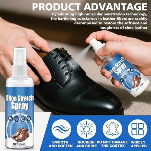 Shoe Stretch Spray, Boot Stretcher Spray, Leather Softener, Can Wide Shoes, Relieve Wear of New Shoes, Shoe Stretcher for Leather Softener, Suede, Patent Leather, Nubuck, 100 ml in Kuwait