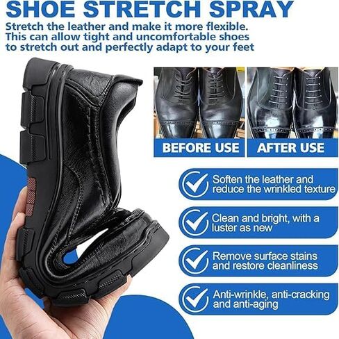 Shoe Stretch Spray, Boot Stretcher Spray, Leather Softener, Can Wide Shoes, Relieve Wear of New Shoes, Shoe Stretcher for Leather Softener, Suede, Patent Leather, Nubuck, 100 ml in Kuwait