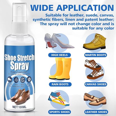 Shoe Stretch Spray, Boot Stretcher Spray, Leather Softener, Can Wide Shoes, Relieve Wear of New Shoes, Shoe Stretcher for Leather Softener, Suede, Patent Leather, Nubuck, 100 ml in Kuwait