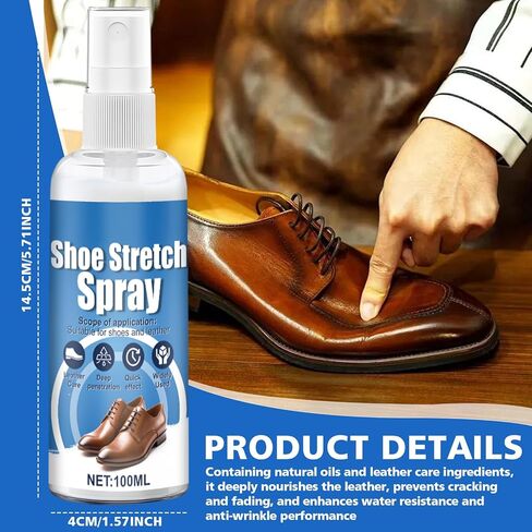 Shoe Stretch Spray, Boot Stretcher Spray, Leather Softener, Can Wide Shoes, Relieve Wear of New Shoes, Shoe Stretcher for Leather Softener, Suede, Patent Leather, Nubuck, 100 ml in Kuwait
