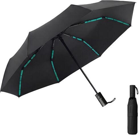 Compact Automatic Folding Travel Umbrella-Windproof Rainproof, PF50+ Sun Protection for Hiking,Outdoor,Chool,Golf Course & Daily Use,Sturdy Multi-Ribbed Frame in Kuwait