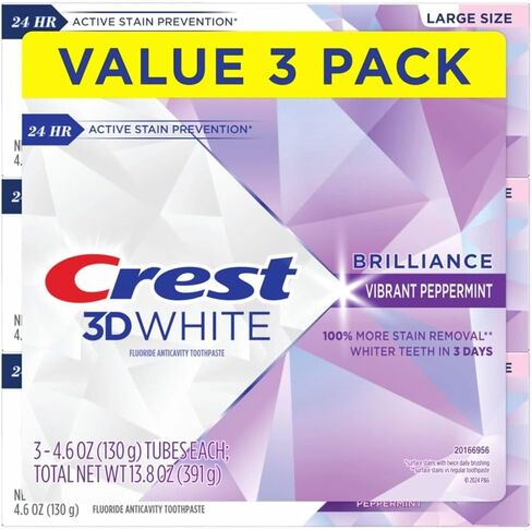 Crest 3D White Brilliance Vibrant Peppermint Teeth Whitening Toothpaste, 4.1 Ounce (Pack of 3)(Packaging May Vary) in Saudi Arabia