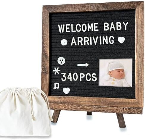 Felt Letter Board 12x16" – 680 Letters, Numbers & Symbols, Wall Mount or Stand Display, Changeable Message Board for Quotes & Notes, Home/School/Office/Hotel/Restaurant/ Coffee Shop, 2 Storage Bags, Dark Brown Wood Frame in Saudi Arabia