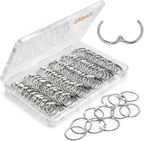 100 حزمة من حلقات GIUCNOK Binder مقاس 1 بوصة، حلقات كتاب أوراق فضفاضة، مع معدن مطلي بالنيكل للمفتاح وبطاقات الفهرسة، ومشابك حلقية ممتازة، حلقات ورقية، للمدرسة، المنزل أو المكتب، فضي in Saudi Arabia