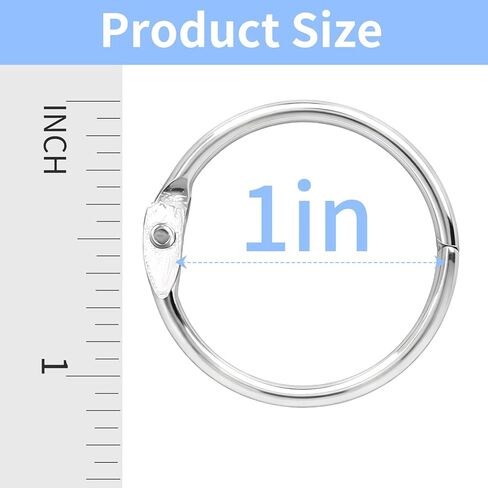 100 حزمة من حلقات GIUCNOK Binder مقاس 1 بوصة، حلقات كتاب أوراق فضفاضة، مع معدن مطلي بالنيكل للمفتاح وبطاقات الفهرسة، ومشابك حلقية ممتازة، حلقات ورقية، للمدرسة، المنزل أو المكتب، فضي in Saudi Arabia