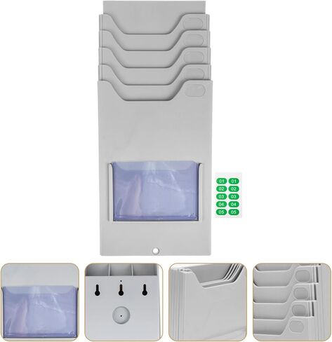 حامل بطاقات الوقت من NUOBESTY 5 فتحات للتعليق، حامل بطاقات من مادة بلاستيكية مقاس 11.02X4.92X1.96 بوصة لحضور موظفي مكتب المستودعات وتنظيم العناصر in Kuwait
