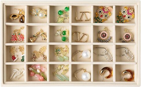 Frebeauty Stackable Jewelry Trays,Velvet Jewelry Organizer for Drawer,5-in-1 Jewelry Storage Box with Lid,Vanity Jewelry Display for Earrings Necklaces Rings,10.5 x 6.5 x 5.55 Inches,Gift for Women in Saudi Arabia
