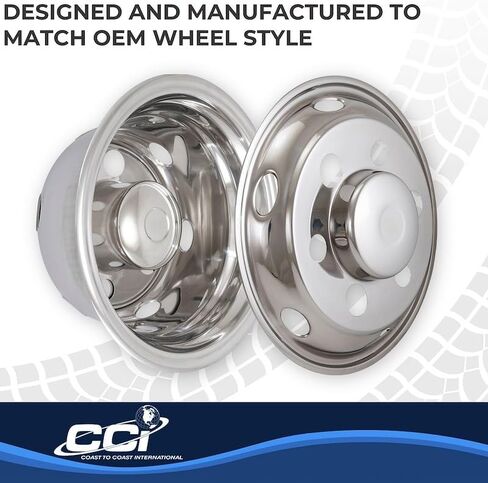 Coast To Coast Wheel Simulator Set of 4 16 Inch 304 Stainless Steel, Bolt-On for Dual Rear Wheels, 6 Lug/6 Hand Hole, Fits Isuzu NPR 1990-2025, Chevrolet/GMC W4/W5 1990-2010, WT5500 1997-2007 in Saudi Arabia