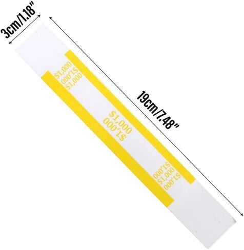 1000PCS Dollar Bands Money Straps – $1000 Yellow Currency Straps Bill Wrappers Money Bands to Organize Bills in ABA Standard Colors, Self-Adhesive for Cash Dollar Wraps Bundles, 7.5 x 1.15 Inches in Saudi Arabia