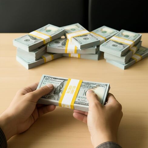 1000PCS Dollar Bands Money Straps – $1000 Yellow Currency Straps Bill Wrappers Money Bands to Organize Bills in ABA Standard Colors, Self-Adhesive for Cash Dollar Wraps Bundles, 7.5 x 1.15 Inches in Saudi Arabia