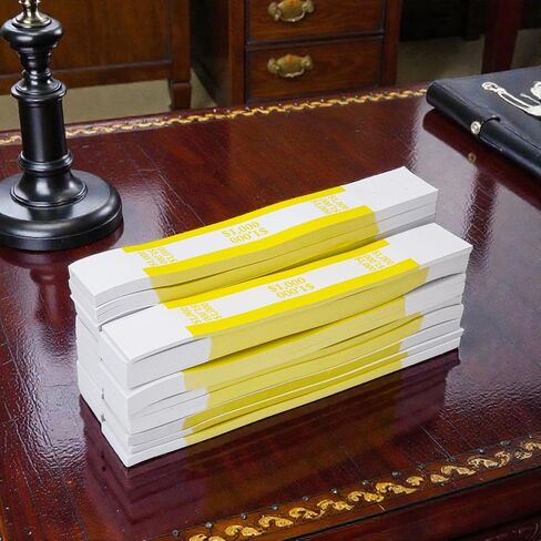 1000PCS Dollar Bands Money Straps – $1000 Yellow Currency Straps Bill Wrappers Money Bands to Organize Bills in ABA Standard Colors, Self-Adhesive for Cash Dollar Wraps Bundles, 7.5 x 1.15 Inches in Saudi Arabia
