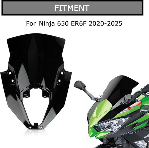 الزجاج الأمامي لـ Ninja 650 ER6F 2020-2025 - PSLER واقي منحرف الرياح للزجاج الأمامي لـ 650 ER6F 2020-2025 (أسود) in Kuwait