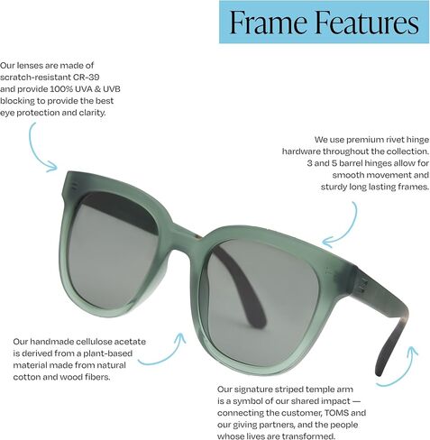 TOMS Women's Round Sunglasses, Matte/Shiny Spruce Crystal Fade, 52-23-148 in Saudi Arabia